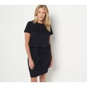 Belle by Kim Gravel Dress Luxe French Terry Mini Black Women's 1X